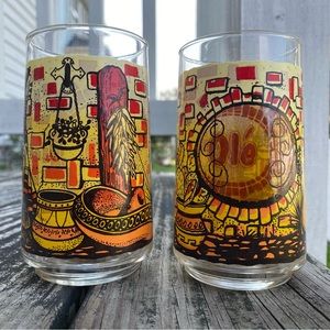 Set of 2 Vintage Olè Southwestern Juice Glasses